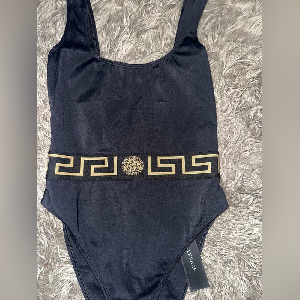 Versace Medusa Greek Key Pattern Swimsuit - Size 1